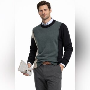 RIFLESSI crewneck sweater colorblock long sleeve heavy knit big tall 2XL